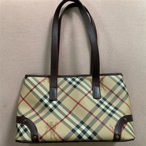 authentic burberry london haymarket check pvc leather tote